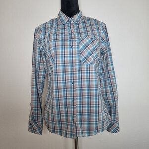 Patagonia Womens Long-Sleeved Havasu Shirt Button Up Tropicat Dolomite Blue Sz S